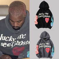 2021 Harajuku Weirdo napis Graffiti bluzy z nadrukiem mężczyźni Lucky Me widzę duchy męskie bluza z kapturem bluza polarowa Streetwear 4